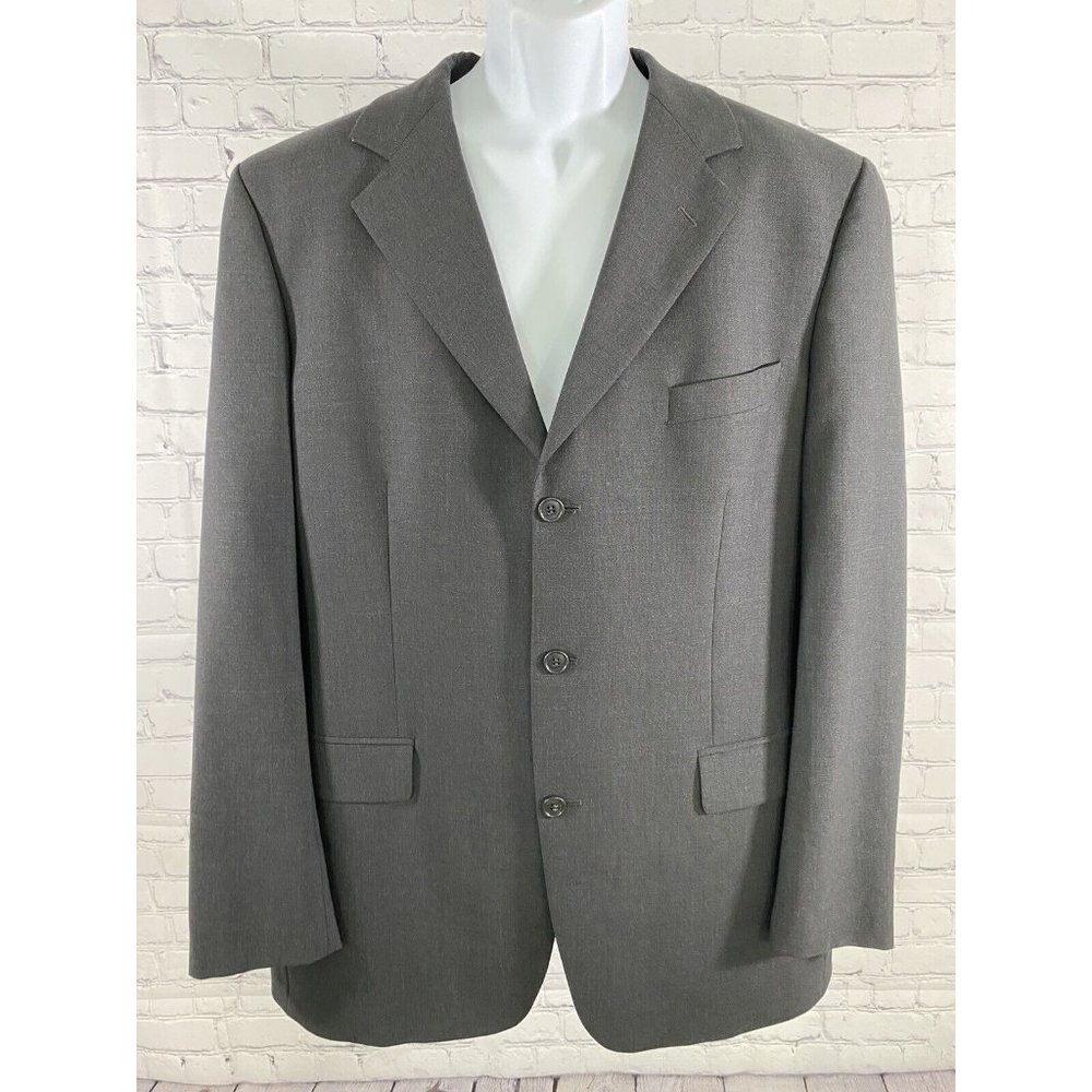 Brooks Brothers Brooksease Gray 3 Button Wool Jacket Blazer Sport Coat 43L